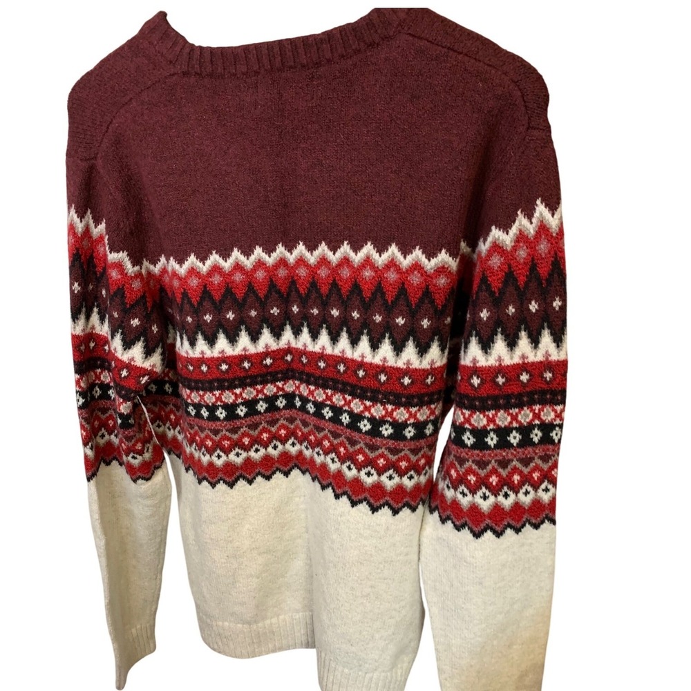 SALE Old Navy Fair Isle Sweater Burgundy Red White Knit Pullover Nordic Large